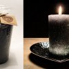 Ručně vyráběná svíčka se třpytkami - fialovošedozelená-válec 0. náhled