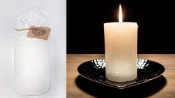Ručně vyráběná svíčka se třpytkami - bílá-válec