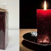 Ručně vyráběná svíčka se třpytkami - bordó-hranol 0. náhled