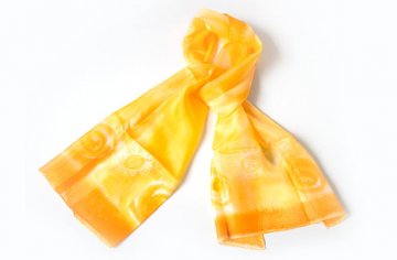 Ručně malovaný šál - oranžovo-žlutý